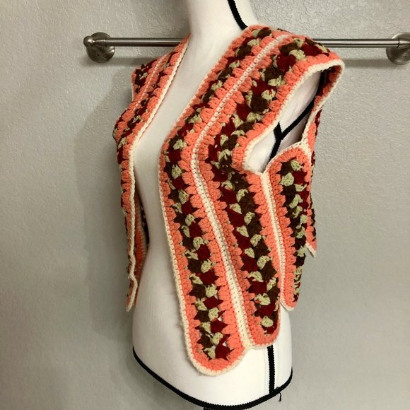 Adorable Ugly Grannycore Handmade Knit Vest - Size‎ Medium (M) - Picture 5 of 9